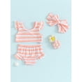 thumbnail image 2 of FOCUSNORM Toddler Girls Three Piece Swimsuits Fly Sleeve Bikini Set Beachwear Summer Bathing Suits, 2 of 9