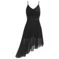 thumbnail image 4 of Oyolan Robe de Danse Ballet à Sequins pour Femmes Bretelles Spaghetti Col en V Ourlet Haut Bas Lyrique Noir G, 4 of 7