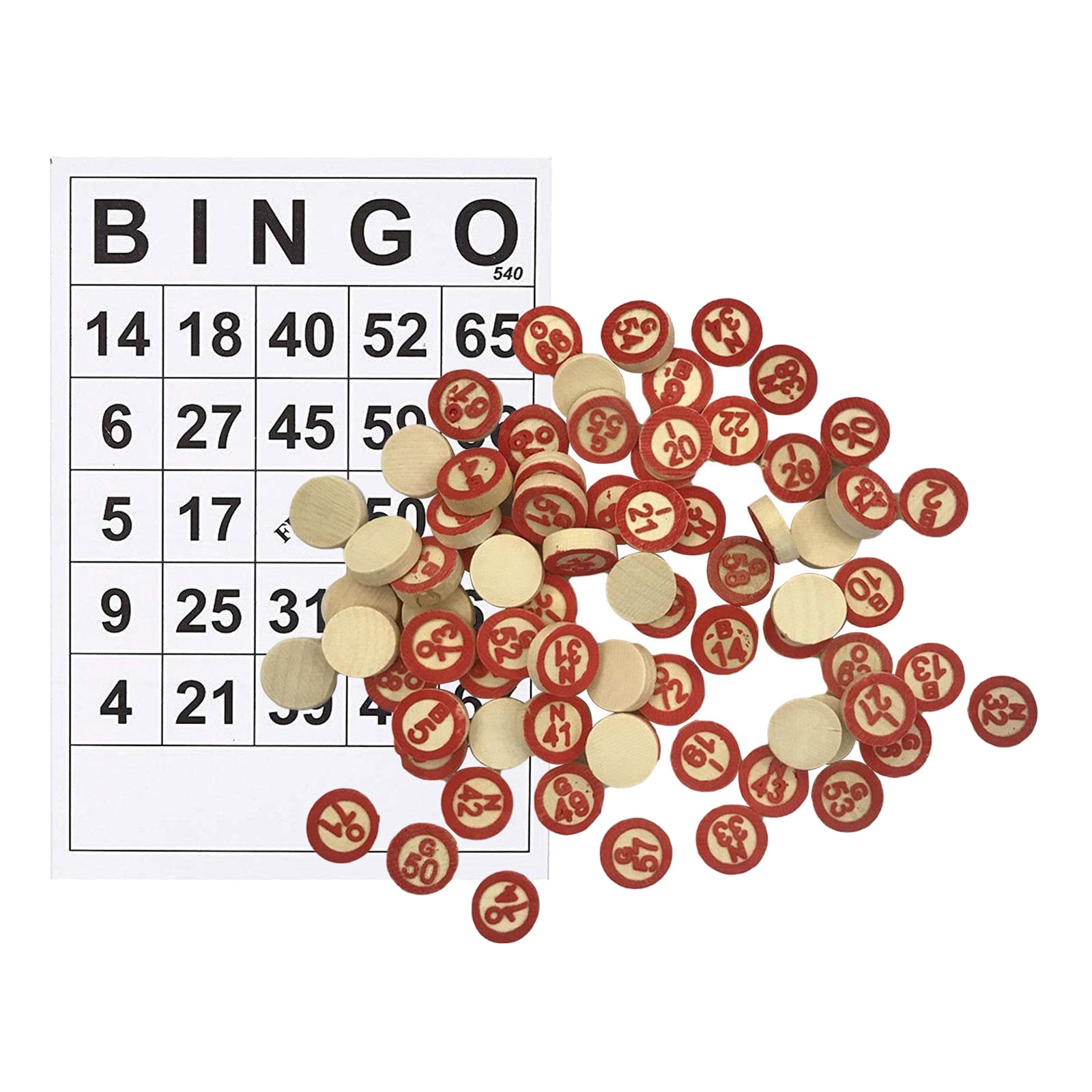 40 PCS Classic Card Games BINGO Game Cards Easy Read 75 Numbers Chips for Family