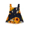 thumbnail image 2 of Little Girls Overall Sunflower Print Romper Shorts with Pocket Suspender Pants, 2 of 6