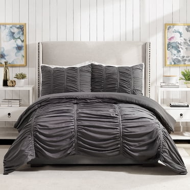 Modern Heirloom Emily Texture (Gris Foncé) Ensemble de Douillette 3 Pcs - Grand Lit/Grand
