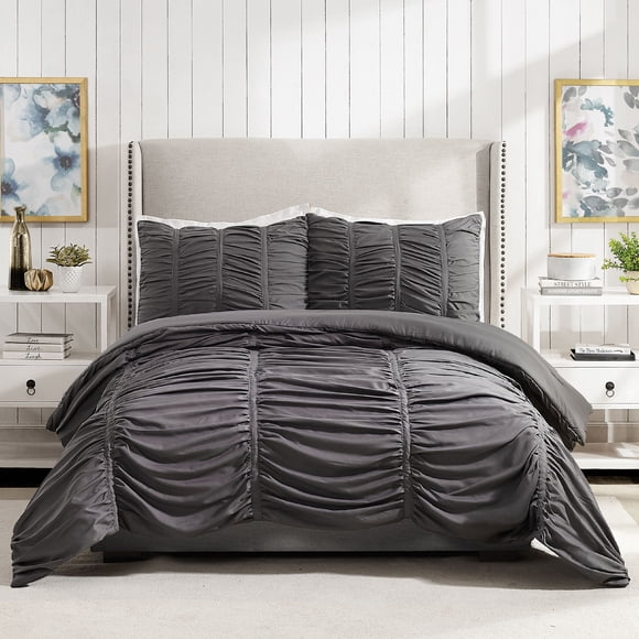Modern Heirloom Emily Texture (Dark Gray) 3-Piece Comforter Set - Full/Queen