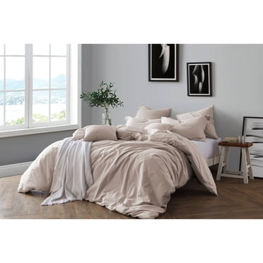 Swift Home 100% Cotton Solid Prewashed Duvet Cover Set, Double/Queen, Almond
