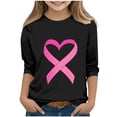 thumbnail image 1 of YUNAFFT T-Shirts à Col Rond pour Enfants Sensibilisation au Cancer du Sein Imprimé Manches 3/4 et Longues, 1 of 4