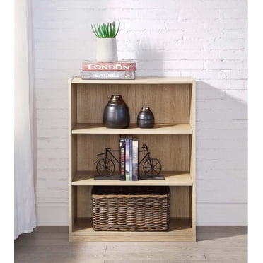 Mainstays 3-Shelf Bookcase with Adjustable Shelves, Birch