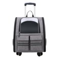 thumbnail image 2 of TISHITA Cat Trolley Case Backpack Kennel with Wheel Breathable Handbag Tote Carrying Bag gray, 2 of 8