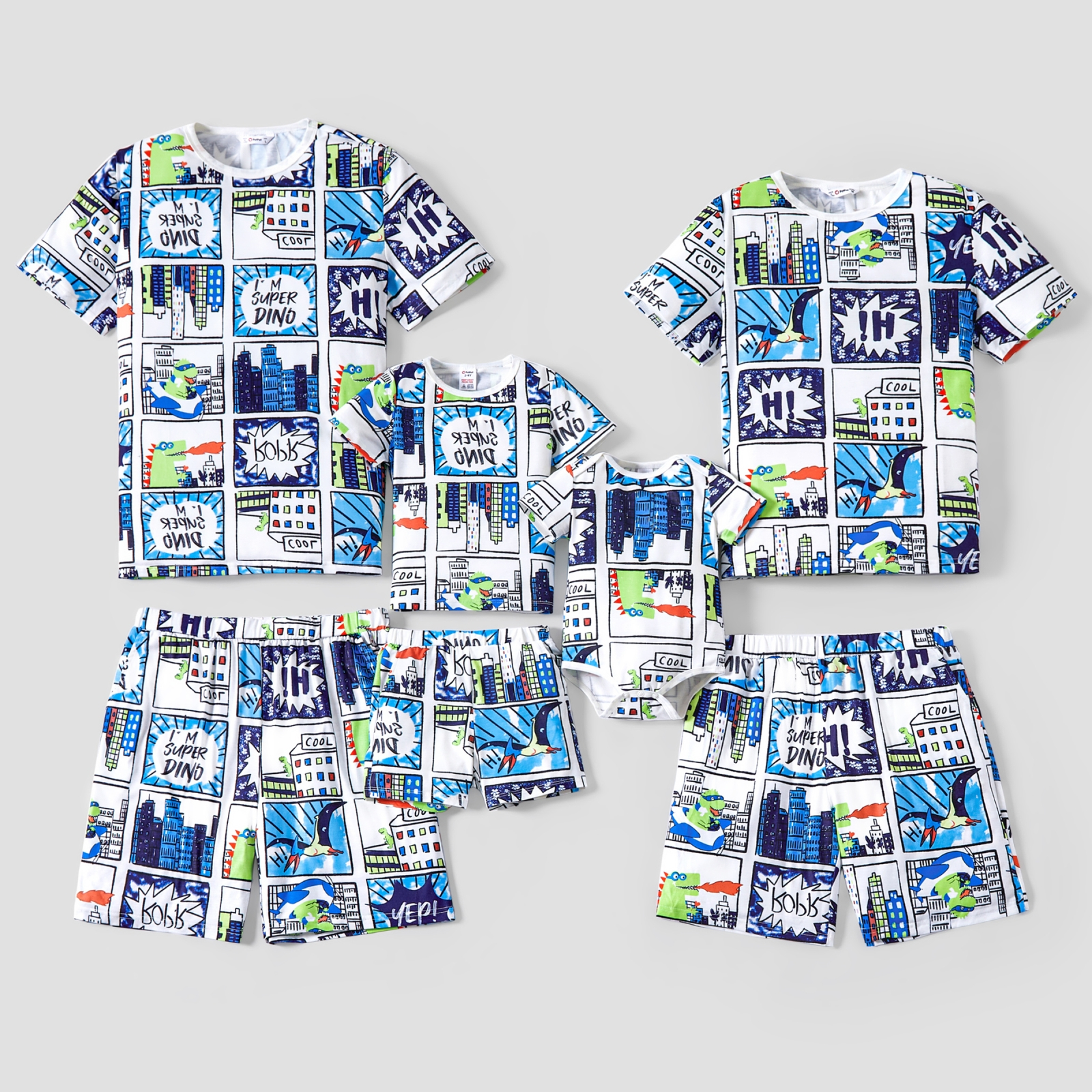 PatPat Family Matching Pajamas Sets Comic Dinosaurs Pajamas with Pockets