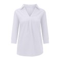 thumbnail image 2 of Chandail Décontracté à Col en V pour Femmes, Manches Longues, Couleur Unie, Blouse, 2 of 7