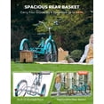 thumbnail image 3 of 24 Inch Folding Adult Tricycle 7 Speed Trike with Removable Basket Teal, 3 of 8