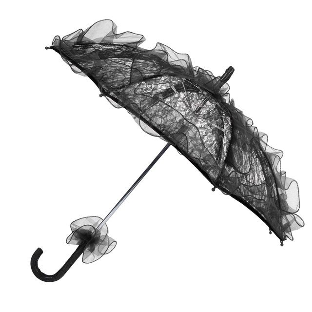 Bridal Umbrella, Elegant Exquisite Beautiful Lace Parasol For Photos For Weddings For Parties Black