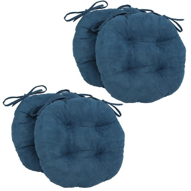 Coussins de Chaise Ronds Capitonnés en Microsuède Uni de 16 Po (Ensemble de 4)