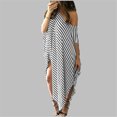 thumbnail image 4 of Becaristey Robe Maxi pour Femme à Rayures Longues Robes Décontractées Amples Caftan Surdimensionné Col Rond Blanc G, 4 of 6