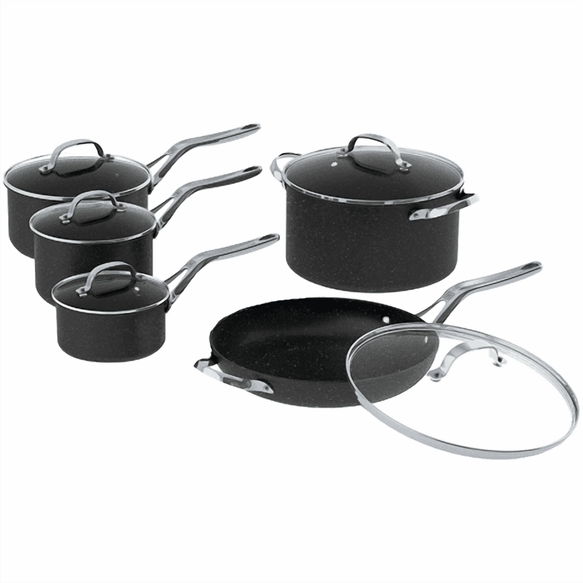 Refurbished Starfrit 060319-001-0000 10 Piece Cookware Set with Stainless Steel Handles Black