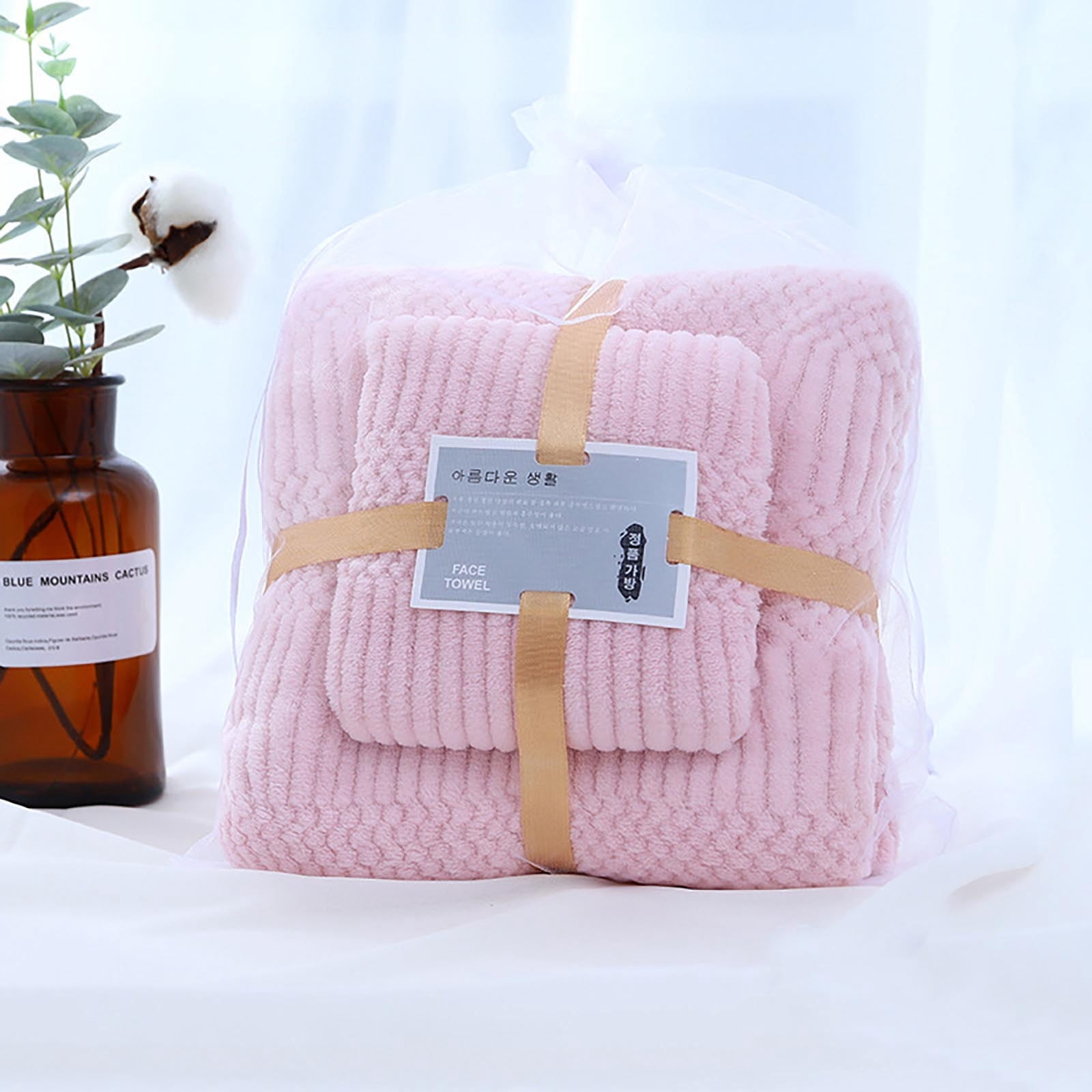Dvkptbk Bath Towels Set for Bathroom - 1 Bath Towel (28.7" X 51.2"), 1 Towel (13.7" X 29.5") - Soft & Absorbent Bathroom Towels Set for Hotel & Spa - Bathroom Accessories, Pink on Clearance