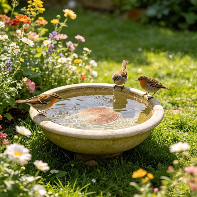 Tong Copper Disc Bird Bath For Bird Feeders Brass Water Basin Cleaning Disk For Outdoor Bird Bath Bird Feeders For Outdoor Use Copper Bird Bath Cleaner With Protective Coating