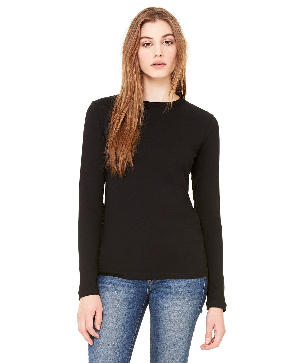 BELLA+CANVAS T-Shirt Jersey à Manches Longues pour Femmes, m, Noir