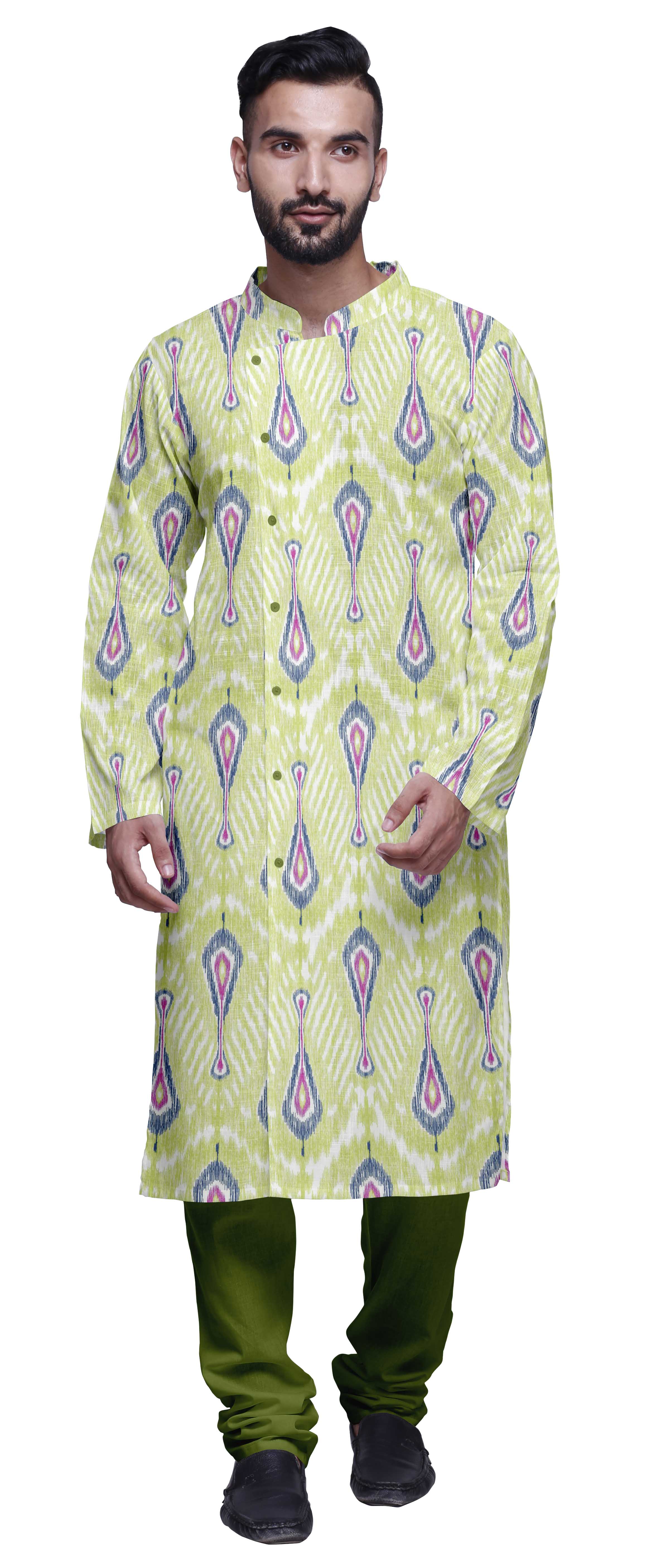 Atasi Kurta Pyjama de Fête pour Hommes Col Mandarin Manches Longues Kurta Pyjama Ethnique