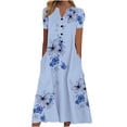 thumbnail image 2 of TIMIFIS Robe Florale Bohème Ample Décontractée d'Automne pour Femmes avec Poches, Manches Courtes, Longue Maxi, Robe Évasée d'Été pour la Plage, Robes d'Invitée de Mariage d'Automne, 2 of 6