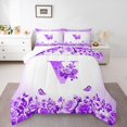 thumbnail image 1 of Erosebridal Ensembles de Literie Initiale Florale Double avec Couette, Insert de Couette Fleur Papillon, Déco de Chambre Ado, Réversible, 3 Pcs, 1 of 8