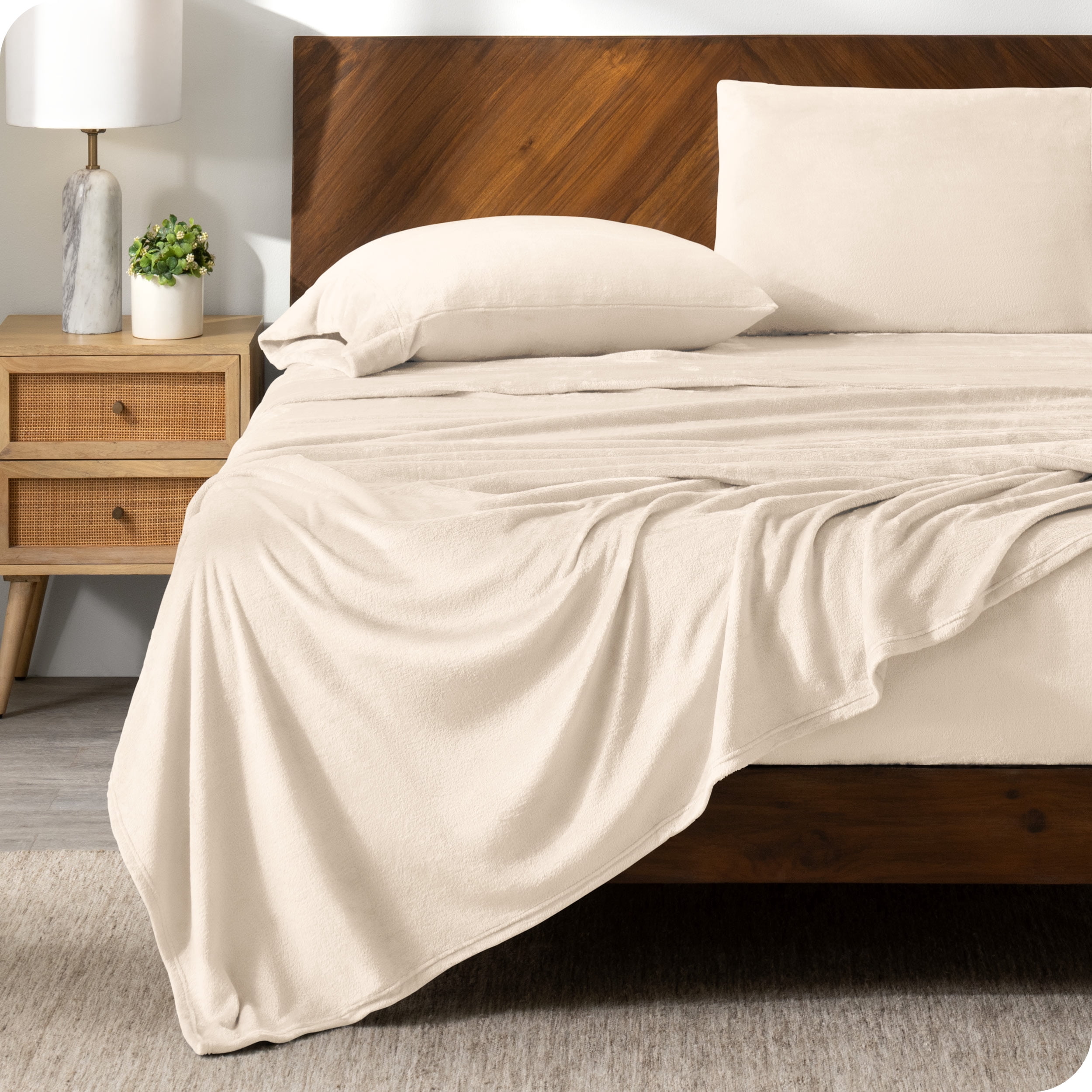 Bare Home Ensemble de Draps en Molleton Microplush - Ultra Doux - Poche Profonde - Grand Lit, Sable