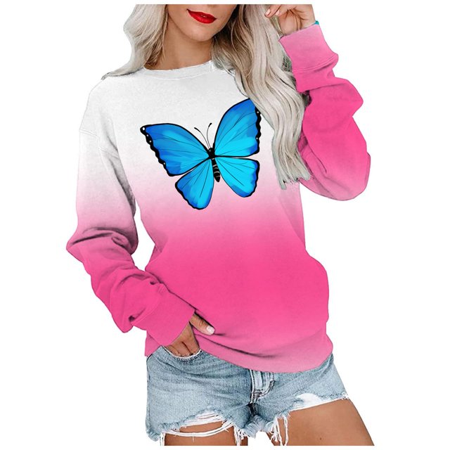 2023 Chandail de Mode pour Femmes Rabais de 50 % Liquidation T-shirt Imprimé de Mode Blouse à Manches Longues Col Rond Hauts Décontractés Chandail Chandails à Capuchon