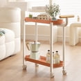 thumbnail image 1 of QTOCIO Table d'Appoint Roulante avec Roues Crème Table d'Extrémité Mobile-Table de Chevet de Chambre Table de Salon Table Gigogne Portable pour Petits Espaces, 1 of 4