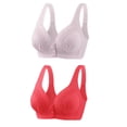 thumbnail image 1 of Timegard 2pc Wireless Bras for Women Front Closure Button Bralette Ruched Comfort Everyday Bras with Support, 1 of 3