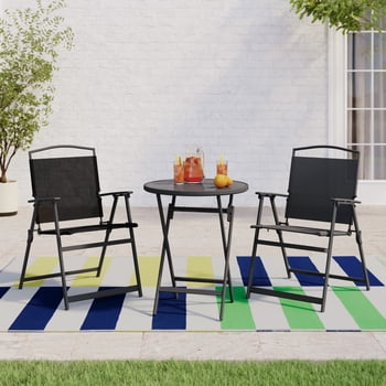 Mainstays Carlington 3-Piece Steel Outdoor Bistro Set, Black