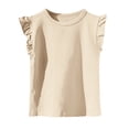 thumbnail image 1 of Toddler Girls Ruffle Sleeve T Shirt Short Sleeve Basic Tank Top Blouse Kids Casual Clothes, 1 of 4