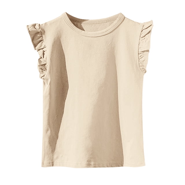 Toddler Girls Ruffle Sleeve T Shirt Short Sleeve Basic Tank Top Blouse Kids Casual Clothes