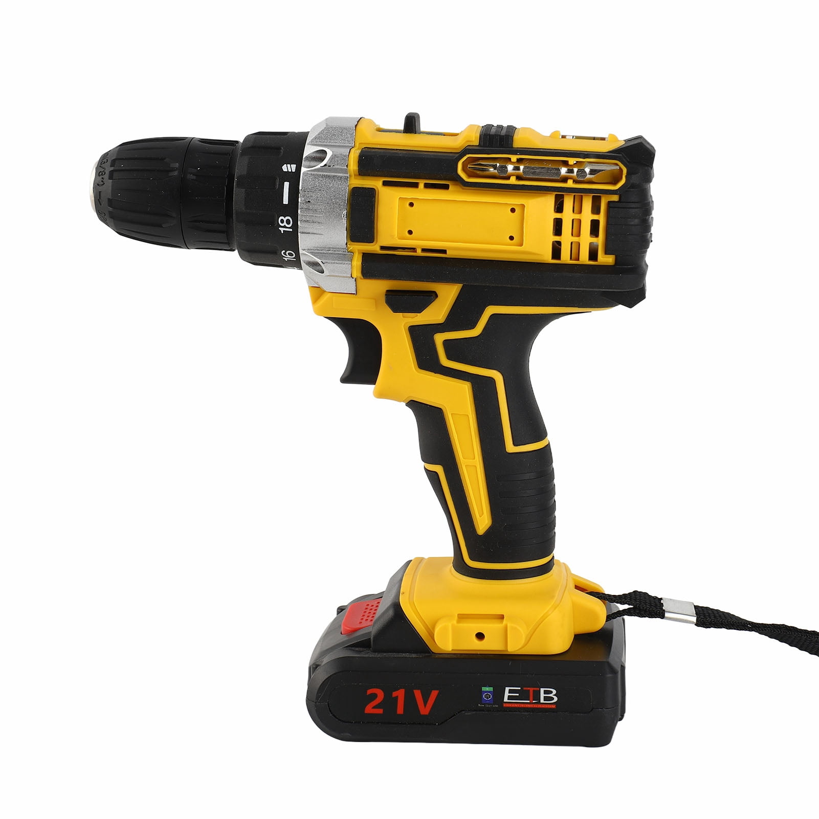 Drill 21V Cordless Electric Drill Brushed Motor 2 Speeds Adjustment 18 Gears of Torsion Adjustable Holes Drilling Machine