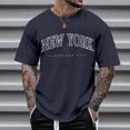 thumbnail image 2 of BOBOGOJP T-Shirt pour Homme Coupe Régulière Uni Col Ras du Cou Manches Courtes avec Poche T-Shirt (Marine,3TG), 2 of 4