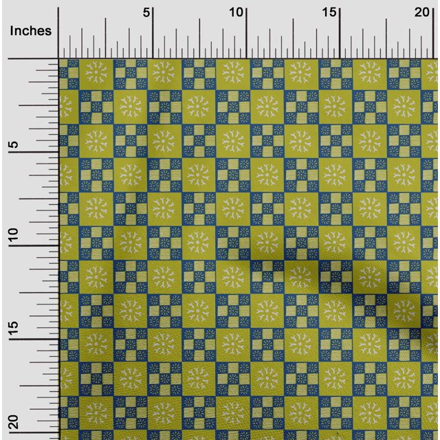 oneOone Organic Cotton Poplin Twill Fabric Geometric & Floral Block Decor Fabric Printed BTY 42 Inch Wide