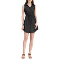 thumbnail image 1 of INSPIRE CHIC Robe-Chemise en Denim pour Femme Sans Manches à Col, Boutonnée, avec Ceinture à la Taille, TG Noir, 1 of 7