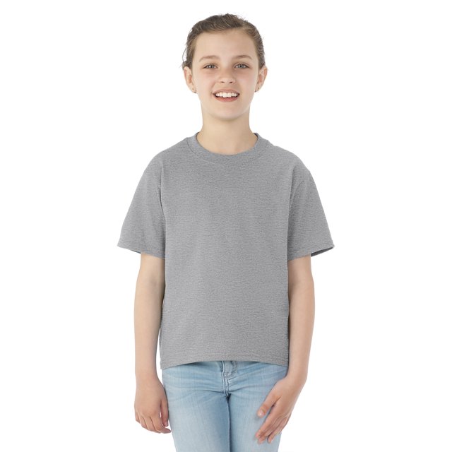 Jerzees Youth DRI-POWER Active Short Sleeve Crew T-Shirt, L, Heather Grey