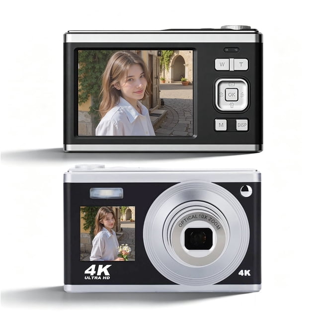 4K Ultra HD Digital Camera, 60MP, 16X Zoom, Dual IPS Screens, Autofocus, Built-in Flash, Portable Vlogging Camera for Photography
