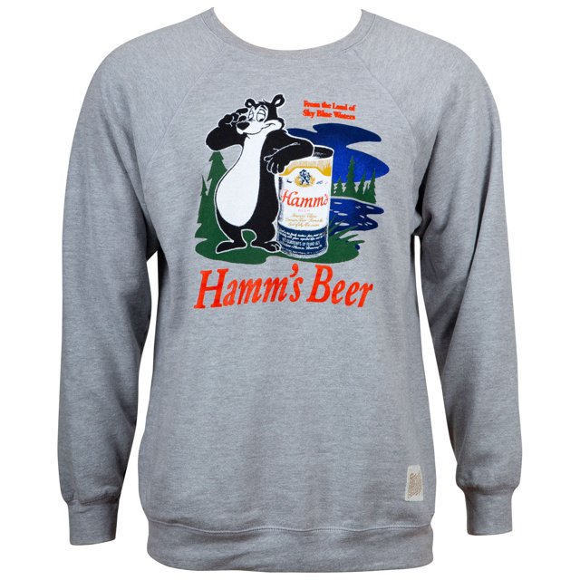 Hamms Beer 49776-Medium Retro Bear Logo Mens Heather Sweatshirt, Grey - Medium