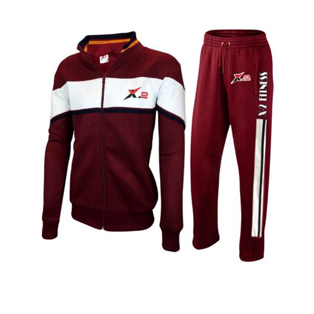 X-2 Mens Athletic Activewear Full Zip Fleece Color Tracksuit Jogging Sweatsuit
