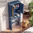 thumbnail image 4 of OMCPET 67 Inch Freestanding Bathroom Vanity With Hand Woven Rattan Doors and Hidden Storage Made of Solid High Density Fiberboard Featuring a Space Saving Design Blue, 4 of 9