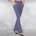 thumbnail image 2 of CFLVAEK Womens Flare Dress Pants Tummy Control High Waisted Office Trousers with Pocket Soft Bootcut Plain Color Work Pant Casual Full Length SlacksPurple XL, 2 of 6