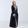 thumbnail image 2 of WZXFASHION Womens Fleece Robe Soft Plush Bathrobe Fluffy Cute Long Coat Night Robe WomenRobes Navy M, 2 of 5