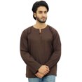 thumbnail image 1 of Atasi Kurta Court pour Homme Brun Col Rond Goutte d'Eau Tunique en Coton Chemise-Xx-Grand, 1 of 7