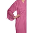 thumbnail image 4 of Moomaya Solid Short Robes For Women Cotton Robes For Women With Lace Trim, 4 of 7