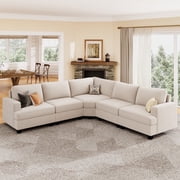 HONBAY Oversized Modular Sectional Couch L-Shaped Corner Sofa Corduroy for Living Room, Beige