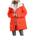 thumbnail image 1 of HBFAGFB Vestes d'Hiver pour Femmes Épaisses Chaudes en Peluche Col à Revers Ourlet Réglable Orange Taille TG, 1 of 4