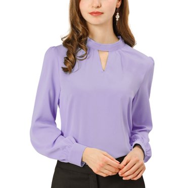 INSPIRE CHIC Blouse à Boutons pour Femmes à Col Montant avec Goutte d'Eau, Dos Plissé