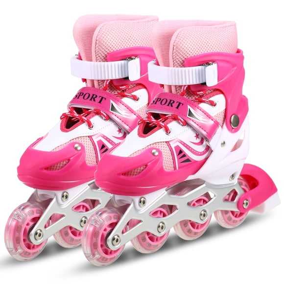 Patins à Roulettes pour Enfants Réglables Chaussures de Patinage en Ligne Patins à Roulettes d'Extérieur