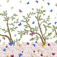 thumbnail image 1 of Soimoi Tissu Crêpe polyester Blanc Imprimé Insectes & Arbres au Mètre 42 Pouces de Large, 1 of 1