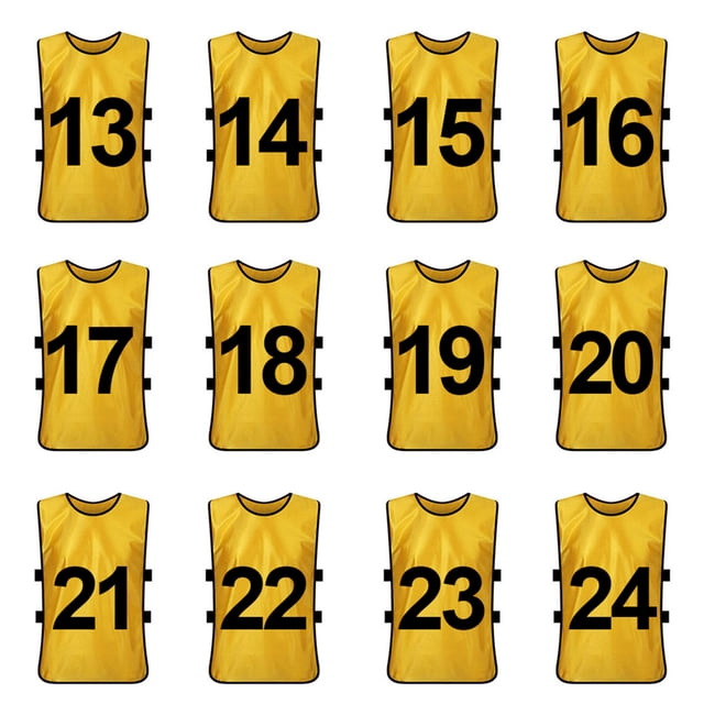 TOPTIE Ensembles de 12 Gilets d'Entraînement Numérotés (#13-24), Chasubles de Soccer