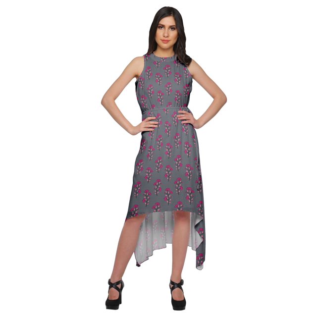 Moomaya Robe Style Asymétrique pour Femmes Grande Taille Sans Manches Vêtements Décontractés